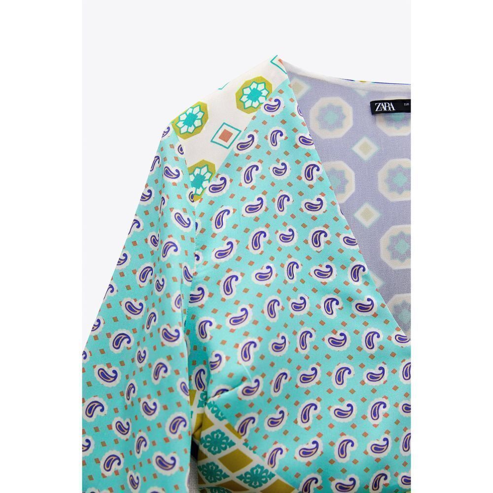 NWT ZARA PATCHWORK PRINT MIDI DRESS - Picture 14 of 14